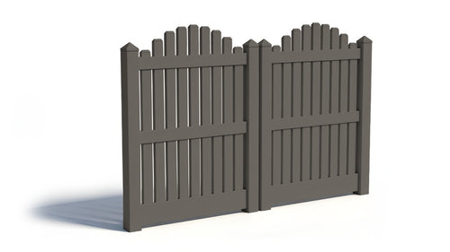 5' Tall x 8' Wide Double Drive Swing Vinyl Gate For Vinyl Fences (AFC-004) - Dark Gray