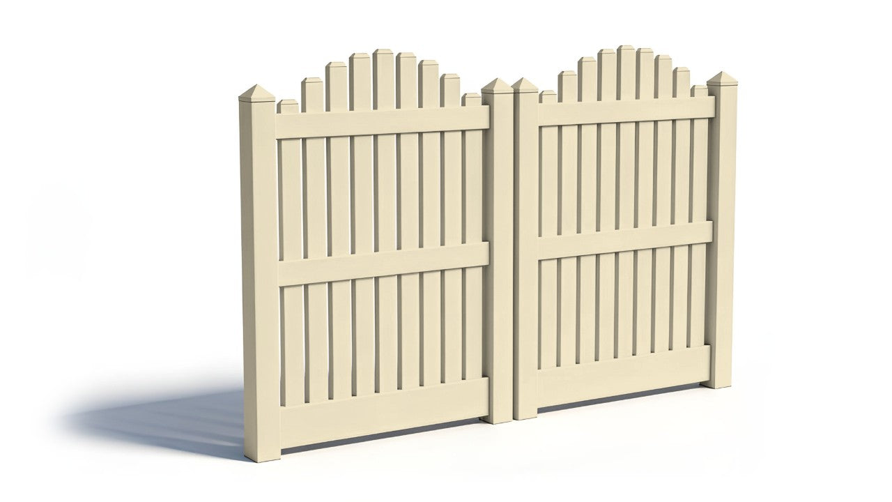 5' Tall x 8' Wide Double Drive Swing Vinyl Gate For Vinyl Fences (AFC-004)