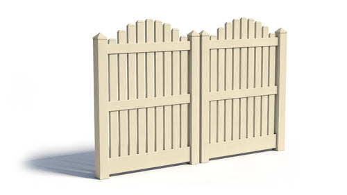 5' Tall x 8' Wide Double Drive Swing Vinyl Gate For Vinyl Fences (AFC-004) - Tan