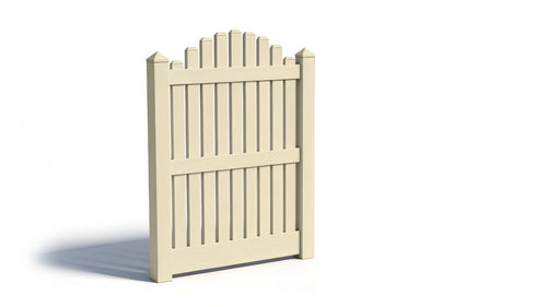 5' Tall x 4' Wide Single Swing Vinyl Gate For Vinyl Fences (AFC-004) - Tan