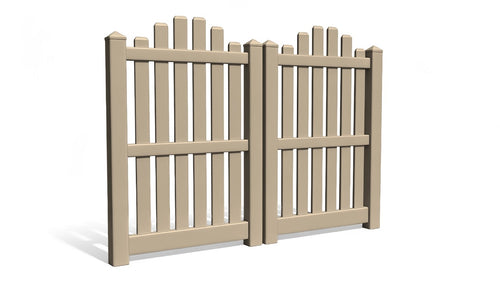 6' Tall x 6' Wide Double Drive Swing Vinyl Gate For Vinyl Fences (AFC-012) - Adobe
