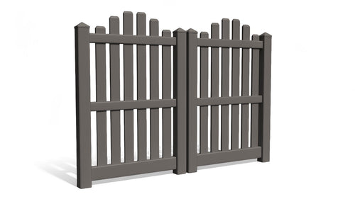 6' Tall x 6' Wide Double Drive Swing Vinyl Gate For Vinyl Fences (AFC-012) - Dark Gray