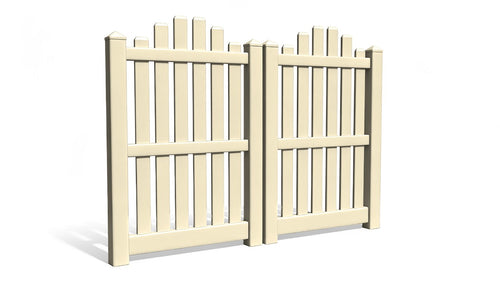 6' Tall x 6' Wide Double Drive Swing Vinyl Gate For Vinyl Fences (AFC-012) - Tan