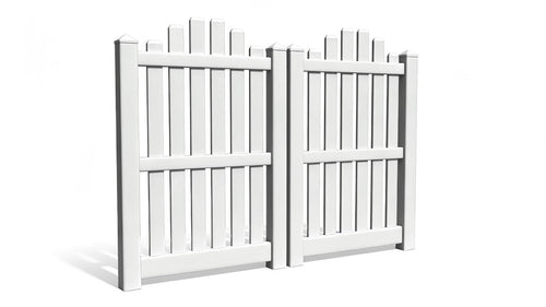 6' Tall x 6' Wide Double Drive Swing Vinyl Gate For Vinyl Fences (AFC-012) - White