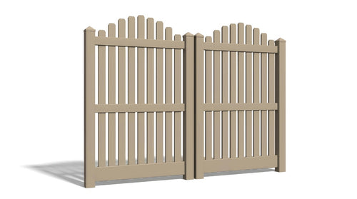 6' Tall x 8' Wide Double Drive Swing Vinyl Gate For Vinyl Fences (AFC-012) - Adobe