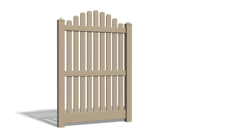 6' Tall x 4' Wide Single Swing Vinyl Gate For Vinyl Fences (AFC-012) - Adobe
