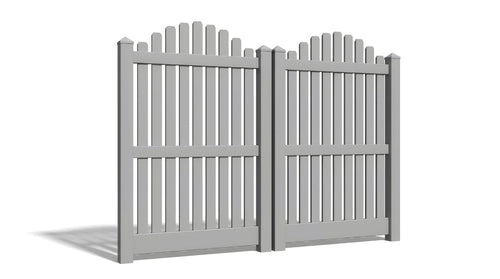 6' Tall x 8' Wide Double Drive Swing Vinyl Gate For Vinyl Fences (AFC-012) - Light Gray