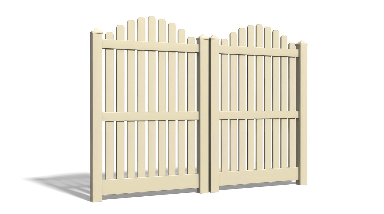 6' Tall x 8' Wide Double Drive Swing Vinyl Gate For Vinyl Fences (AFC-012)