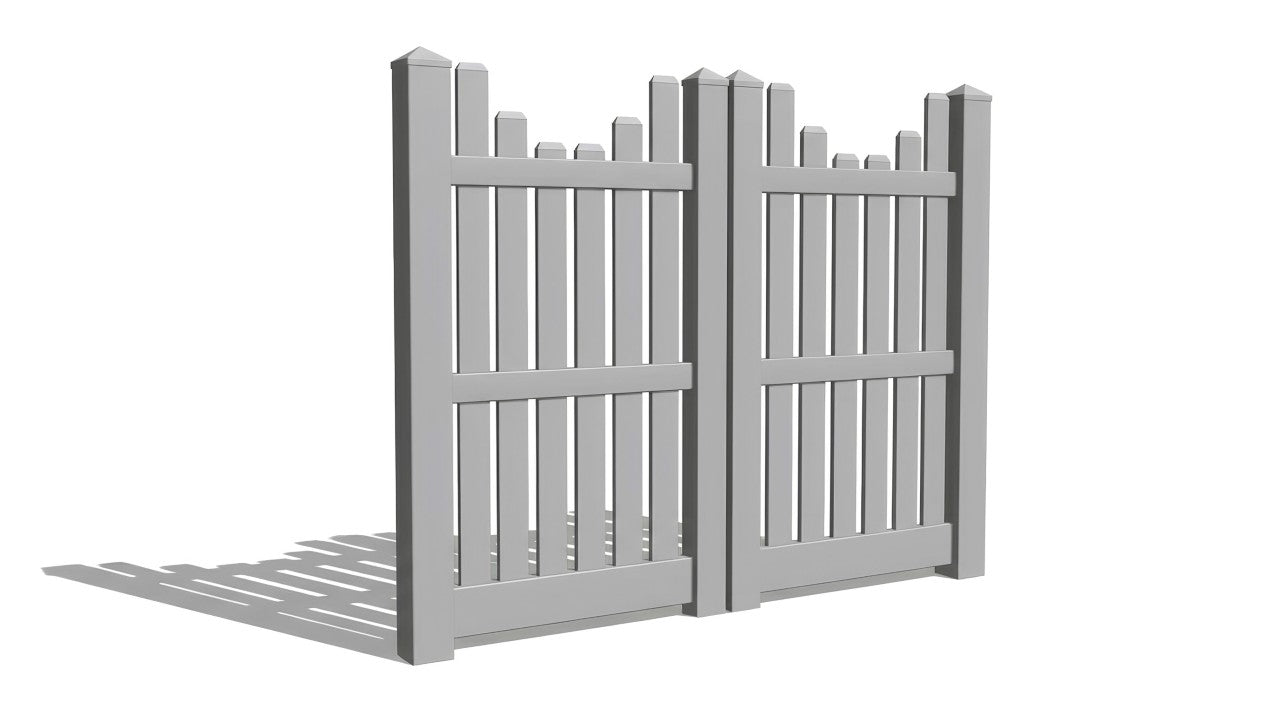 6' Tall x 6' Wide Double Drive Swing Vinyl Gate For Vinyl Fences (AFC-013)
