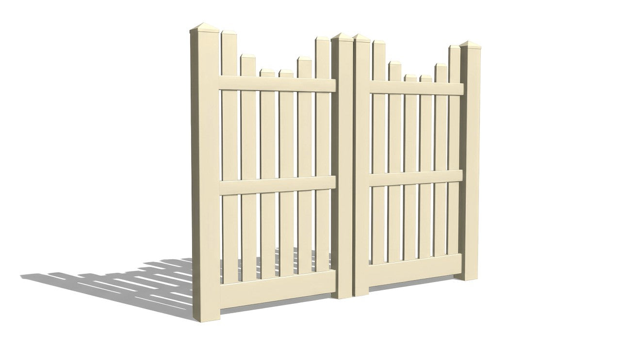6' Tall x 6' Wide Double Drive Swing Vinyl Gate For Vinyl Fences (AFC-013)