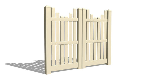 6' Tall x 6' Wide Double Drive Swing Vinyl Gate For Vinyl Fences (AFC-013) - Tan