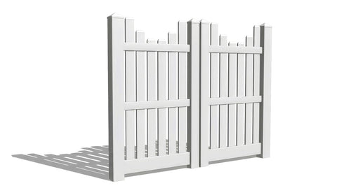 6' Tall x 6' Wide Double Drive Swing Vinyl Gate For Vinyl Fences (AFC-013) - White