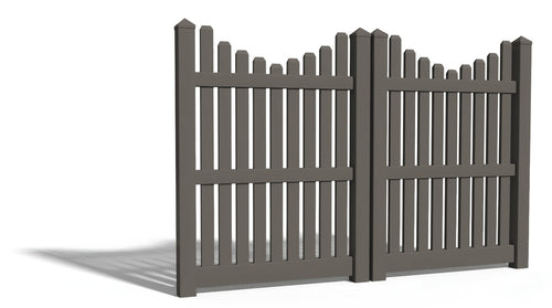 6' Tall x 8' Wide Double Drive Swing Vinyl Gate For Vinyl Fences (AFC-013) - Dark Gray