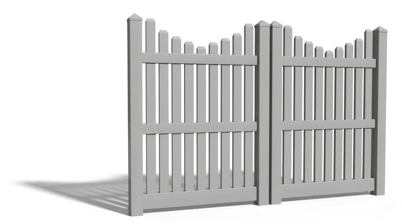 6' Tall x 8' Wide Double Drive Swing Vinyl Gate For Vinyl Fences (AFC-013)