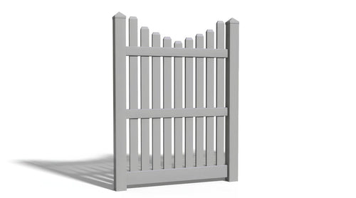 6' Tall x 4' Wide Single Swing Vinyl Gate For Vinyl Fences (AFC-013) - Light Gray