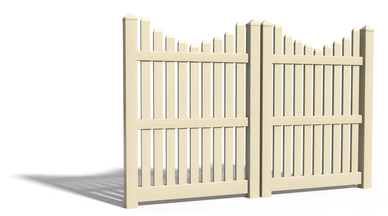 6' Tall x 8' Wide Double Drive Swing Vinyl Gate For Vinyl Fences (AFC-013)