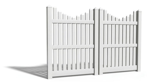 6' Tall x 8' Wide Double Drive Swing Vinyl Gate For Vinyl Fences (AFC-013) - White