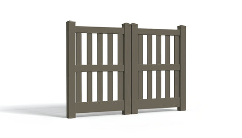 5' Tall x 6' Wide Double Drive Swing Vinyl Gate For Vinyl Fences (AFC-014) - Dark Gray