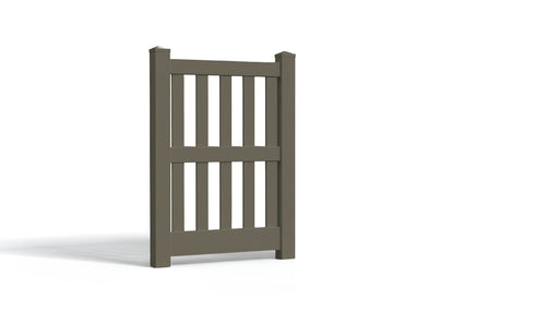 5' Tall x 3' Wide Single Swing Vinyl Gate For Vinyl Fences (AFC-014) - Dark Gray