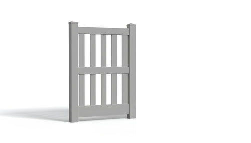 5' Tall x 3' Wide Single Swing Vinyl Gate For Vinyl Fences (AFC-014) - Light Gray