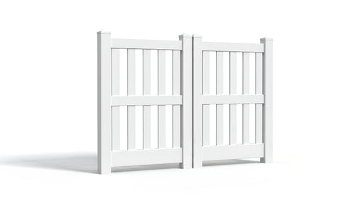 5' Tall x 6' Wide Double Drive Swing Vinyl Gate For Vinyl Fences (AFC-014) - White
