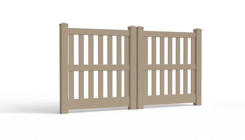 5' Tall x 8' Wide Double Drive Swing Vinyl Gate For Vinyl Fences (AFC-014) - Adobe
