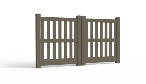 5' Tall x 8' Wide Double Drive Swing Vinyl Gate For Vinyl Fences (AFC-014) - Dark Gray