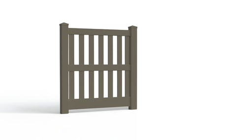 5' Tall x 4' Wide Single Swing Vinyl Gate For Vinyl Fences (AFC-014) - Dark Gray
