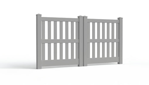5' Tall x 8' Wide Double Drive Swing Vinyl Gate For Vinyl Fences (AFC-014) - Light Gray