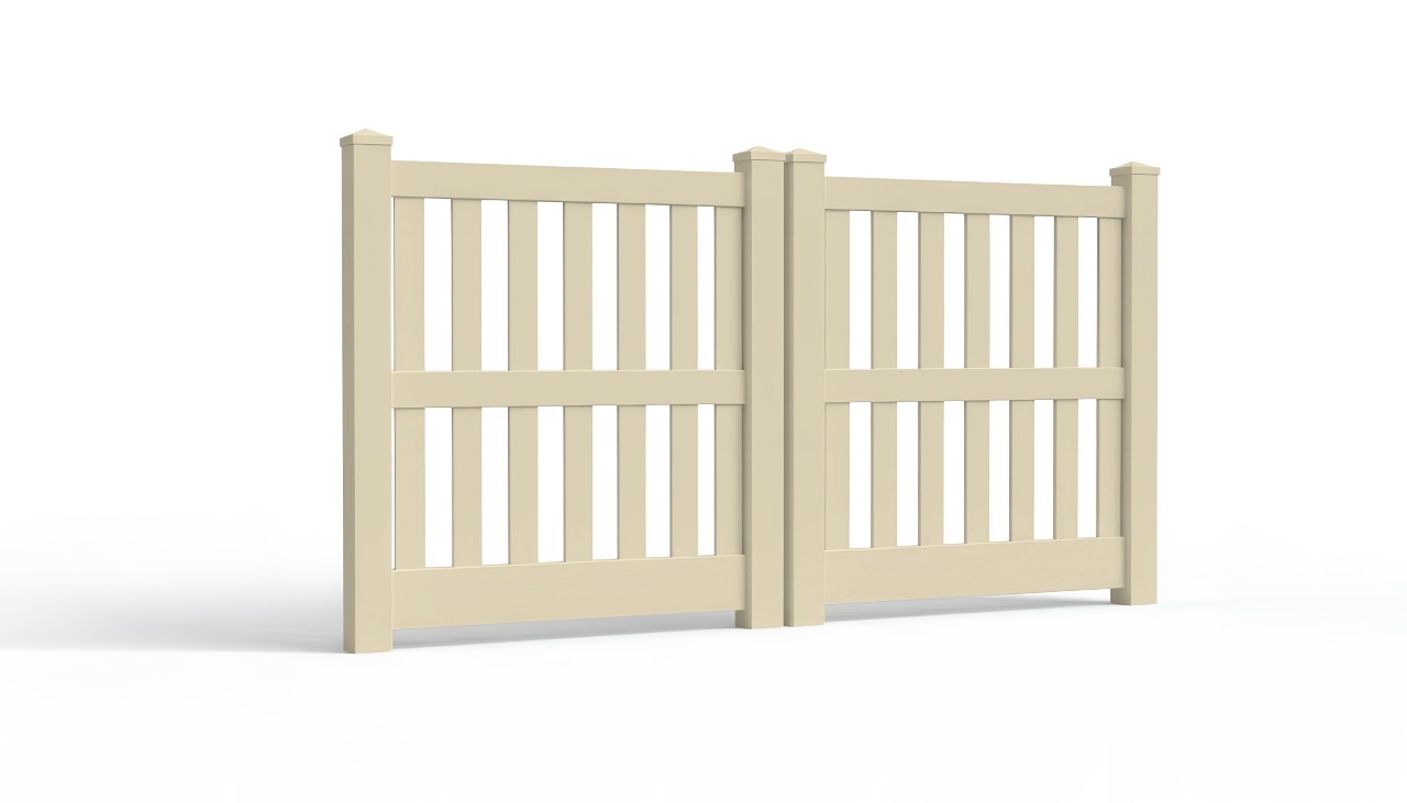 5' Tall x 8' Wide Double Drive Swing Vinyl Gate For Vinyl Fences (AFC-014)
