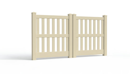 5' Tall x 8' Wide Double Drive Swing Vinyl Gate For Vinyl Fences (AFC-014) - Tan