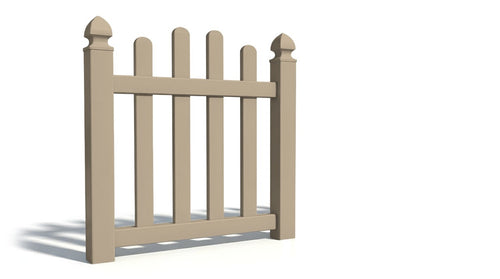 4' Tall x 3' Wide Single Swing Vinyl Gate For Vinyl Fences (AFC-016) - Adobe