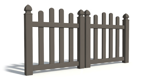 4' Tall x 6' Wide Double Drive Swing Vinyl Gate For Vinyl Fences (AFC-016) - Dark Gray