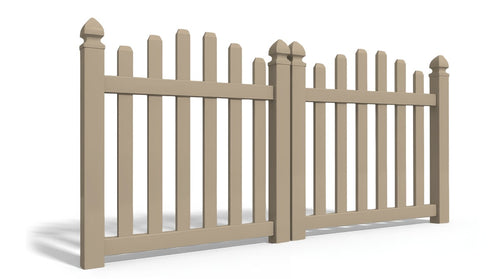 4' Tall x 8' Wide Double Drive Swing Vinyl Gate For Vinyl Fences (AFC-016) - Adobe
