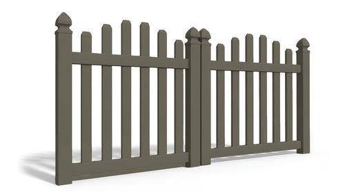 4' Tall x 8' Wide Double Drive Swing Vinyl Gate For Vinyl Fences (AFC-016) - Dark Gray
