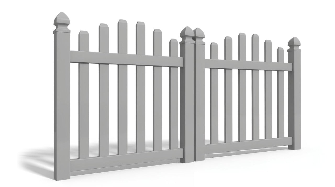 4' Tall x 8' Wide Double Drive Swing Vinyl Gate For Vinyl Fences (AFC-016)