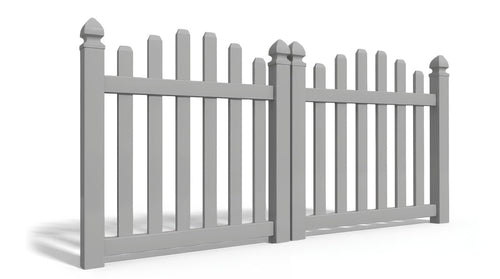 4' Tall x 8' Wide Double Drive Swing Vinyl Gate For Vinyl Fences (AFC-016) - Light Gray