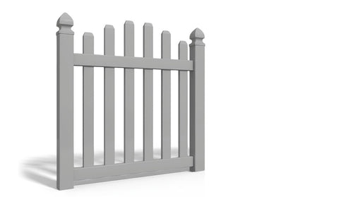 4' Tall x 4' Wide Single Swing Vinyl Gate For Vinyl Fences (AFC-016) - Light Gray