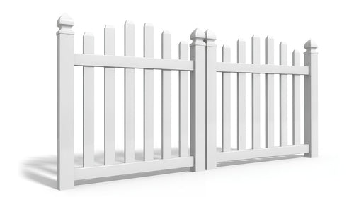 4' Tall x 8' Wide Double Drive Swing Vinyl Gate For Vinyl Fences (AFC-016) - White