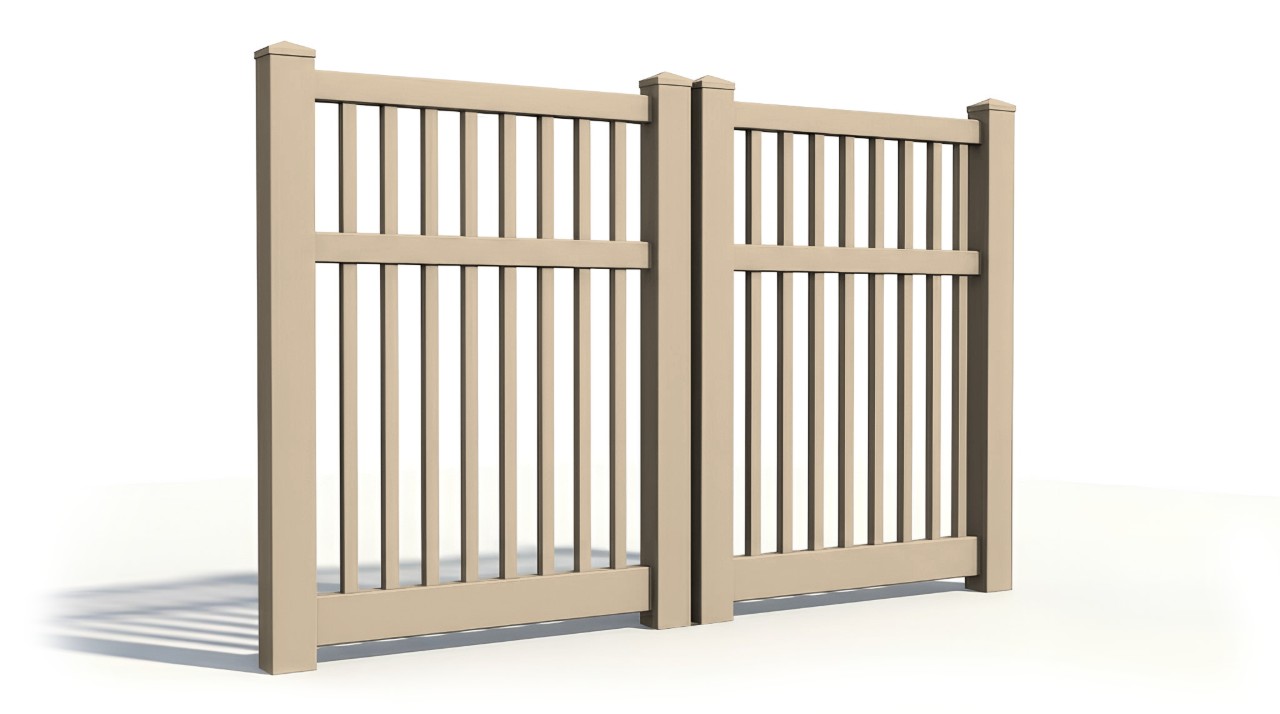 6' Tall x 6' Wide Double Drive Swing Vinyl Gate For Vinyl Fences (AFC-017)