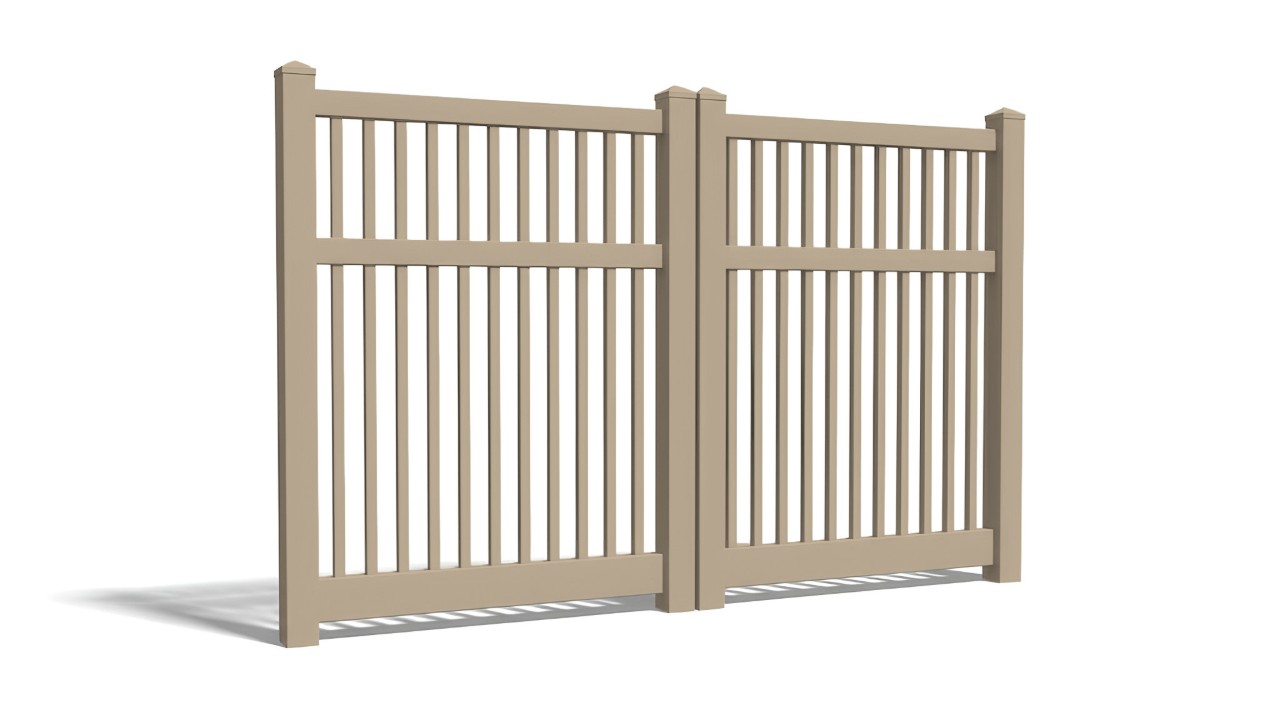 6' Tall x 8' Wide Double Drive Swing Vinyl Gate For Vinyl Fences (AFC-017)