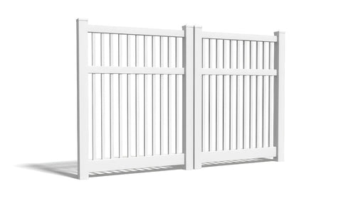 6' Tall x 8' Wide Double Drive Swing Vinyl Gate For Vinyl Fences (AFC-017) - White