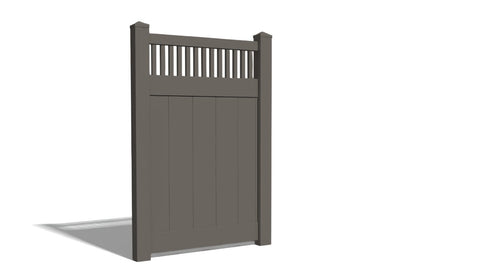 Vinyl Privacy w/ Picket Accent AFC-018 Single Swing Gate (Hardware Included) - Dark Gray / 3'