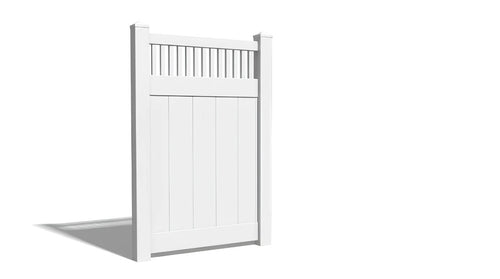 Vinyl Privacy w/ Picket Accent AFC-018 Single Swing Gate (Hardware Included) - White / 3'