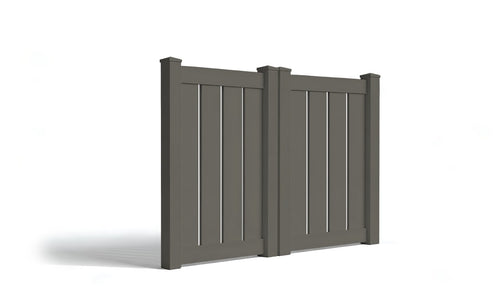 4' Tall x 6' Wide Double Drive Swing Vinyl Gate For Vinyl Fences (AFC-0304) - Dark Gray