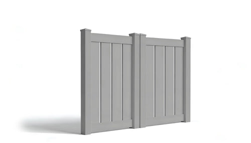 4' Tall x 6' Wide Double Drive Swing Vinyl Gate For Vinyl Fences (AFC-0304) - Light Gray