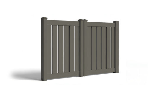 4' Tall x 8' Wide Double Drive Swing Vinyl Gate For Vinyl Fences (AFC-0304) - Dark Gray