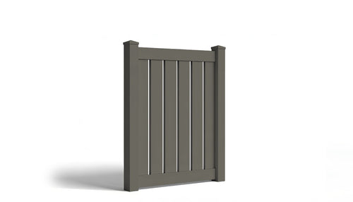 4' Tall x 4' Wide Single Swing Vinyl Gate For Vinyl Fences (AFC-0304) - Dark Gray