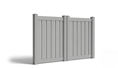 4' Tall x 8' Wide Double Drive Swing Vinyl Gate For Vinyl Fences (AFC-0304) - Light Gray