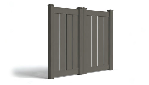 6' Tall x 6' Wide Double Drive Swing Vinyl Gate For Vinyl Fences (AFC-030) - Dark Gray